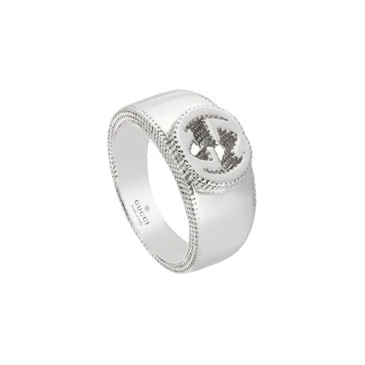 Gucci Silver Interlocking Textured G Ring