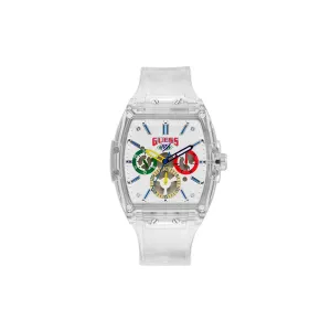 Guess Unisex Quartz Watch With Silicone Case And Transparent Strap