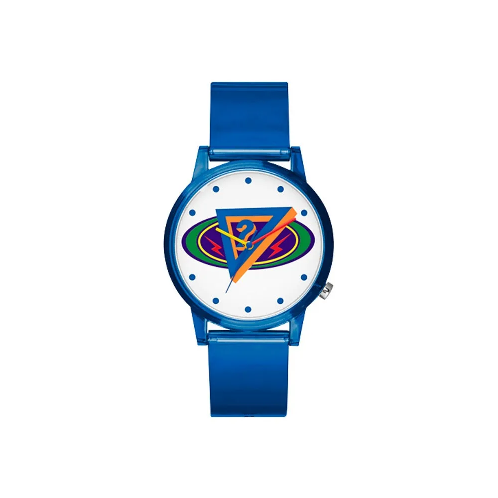 Guess Unisex Watch Blue Transparent Case With Blue Transparent Guess Logo Strap