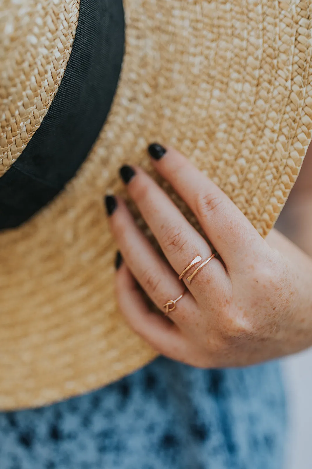 Hammered Adjustable Stacking Ring