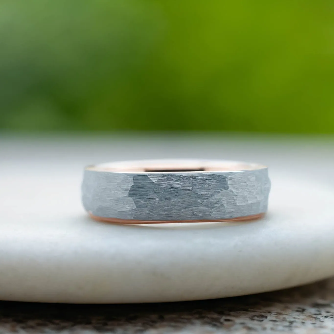 Hammered Silver Band / Rose Gold - 6mm