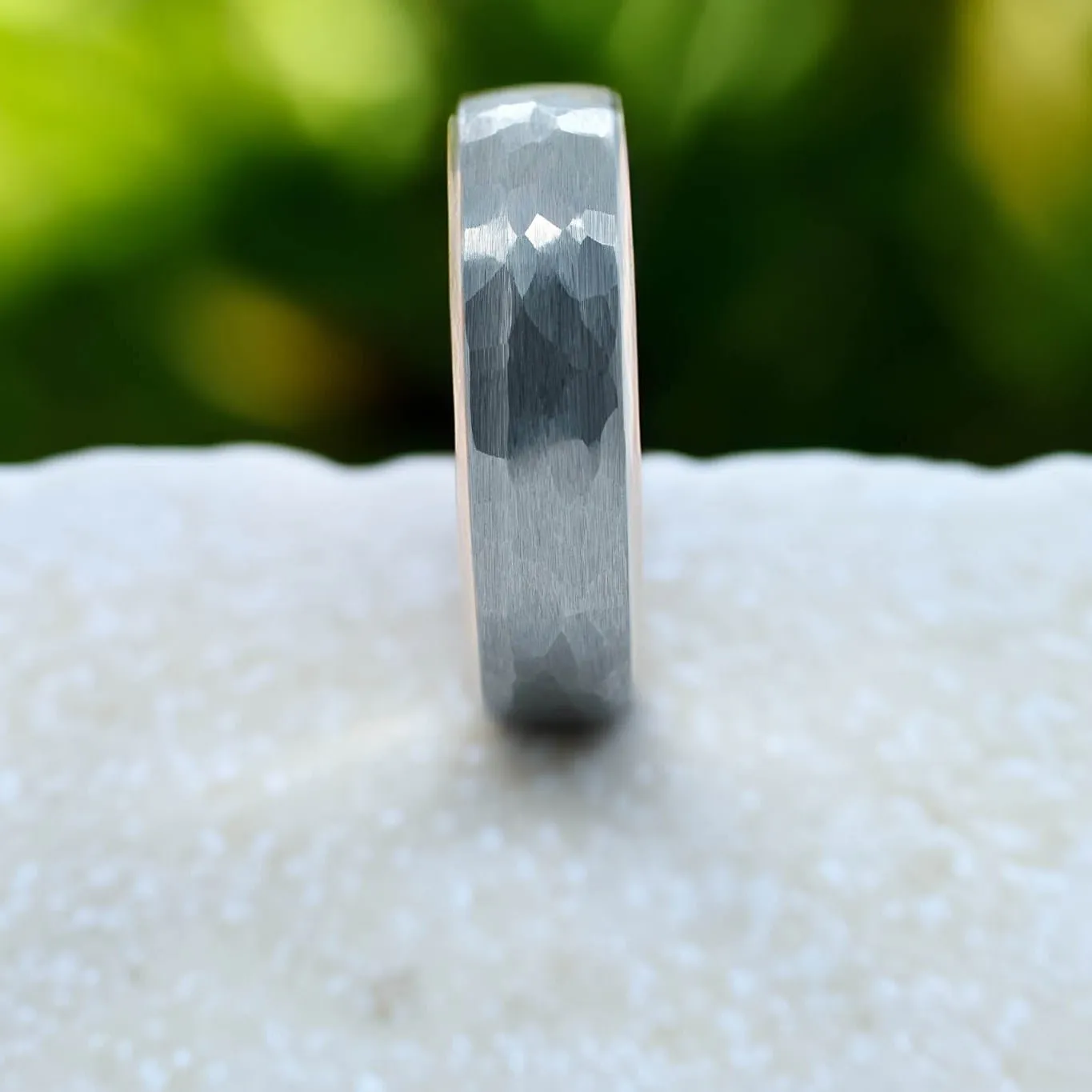 Hammered Silver Band / Rose Gold - 6mm
