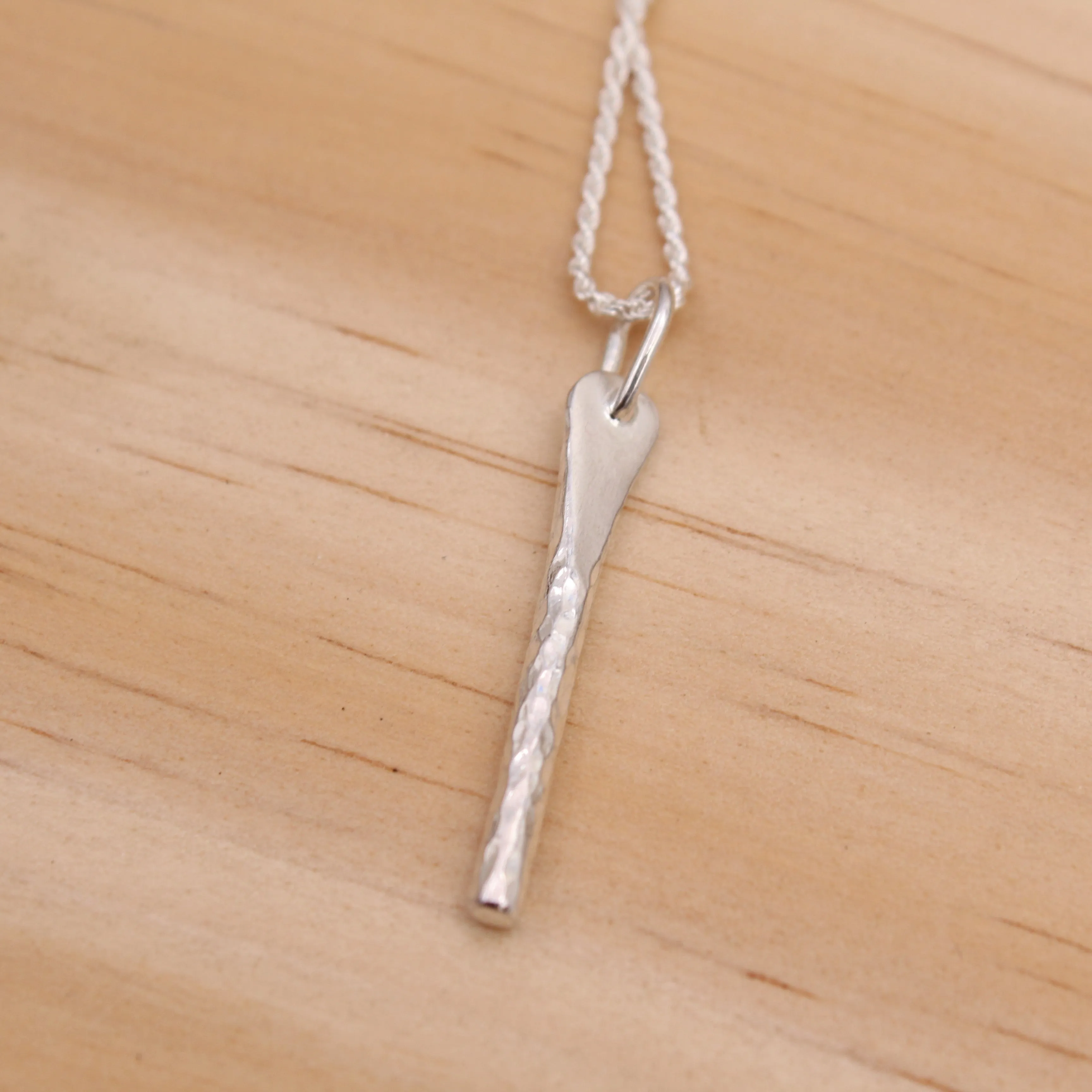 Hammered Sterling Silver Bar Necklace
