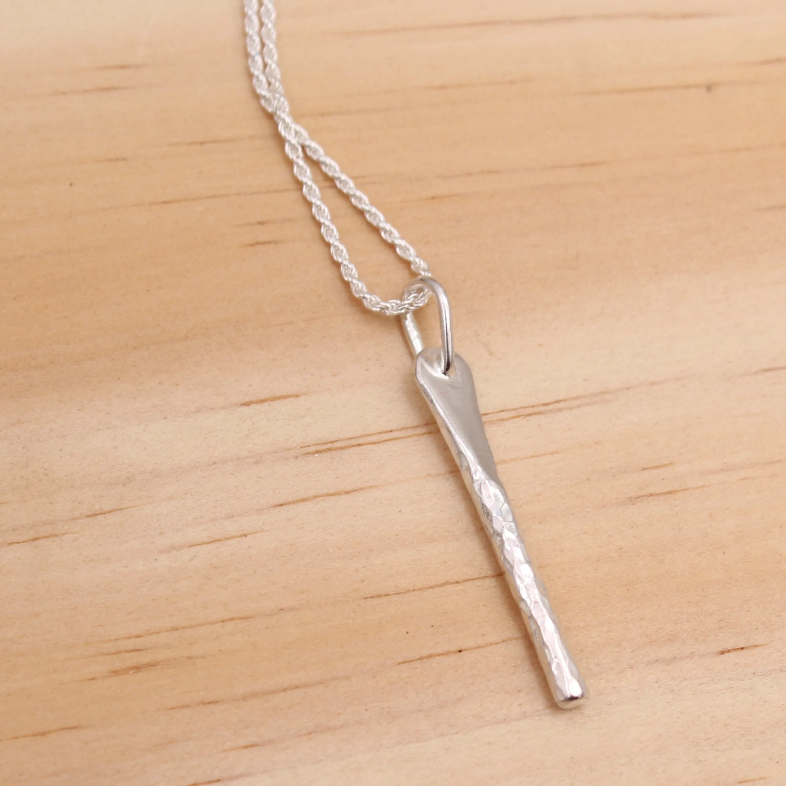 Hammered Sterling Silver Bar Necklace
