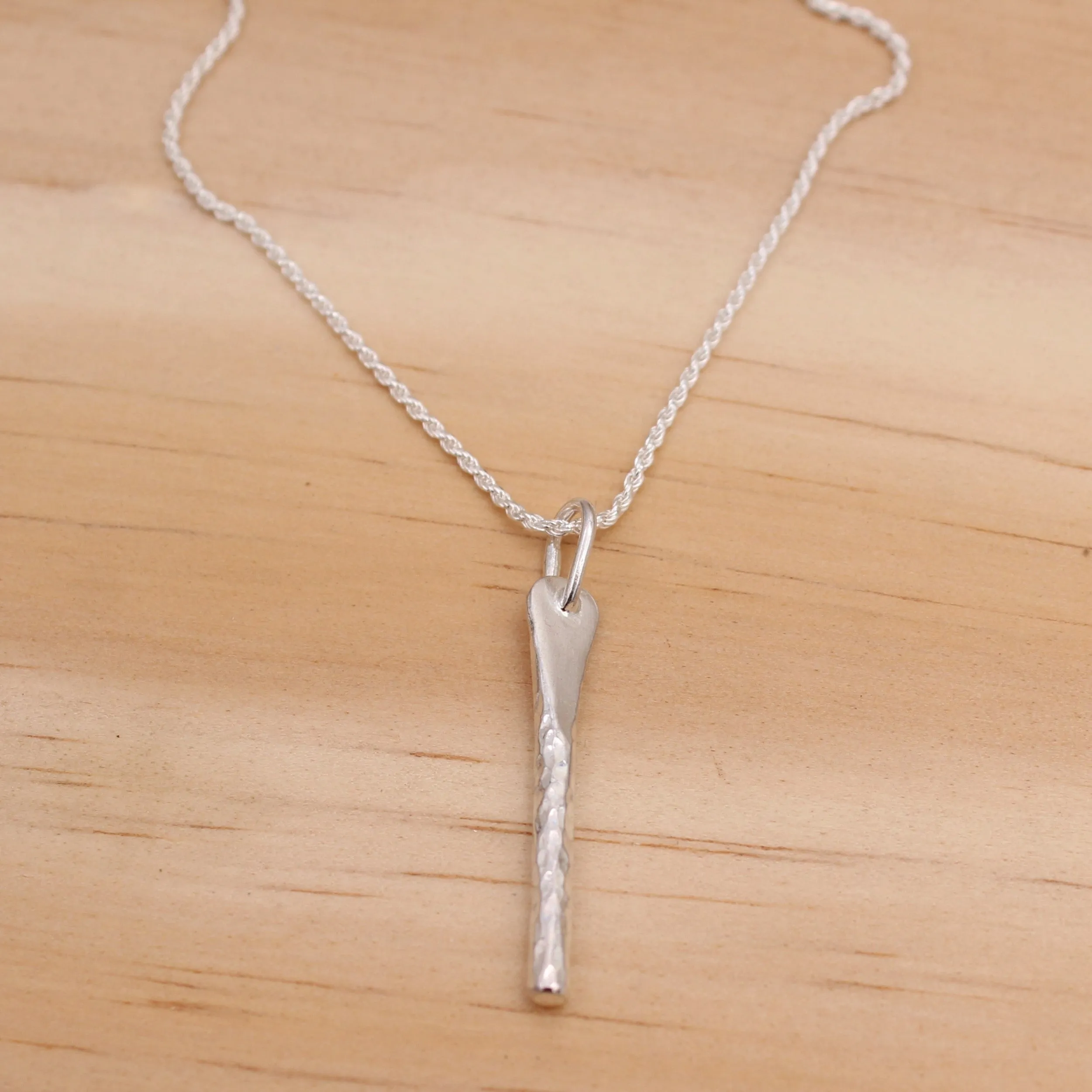 Hammered Sterling Silver Bar Necklace