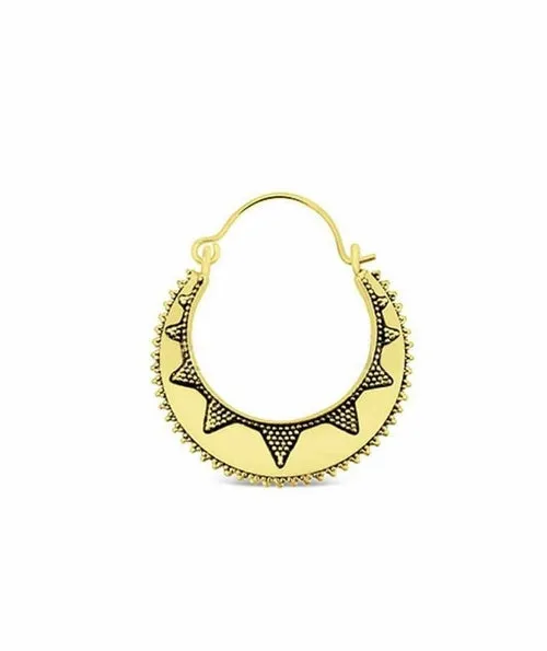 Handmade Small Gold Semi Circular Sun Earrings - Hypoallergenic Brass Jewelry for Sensitive Skin