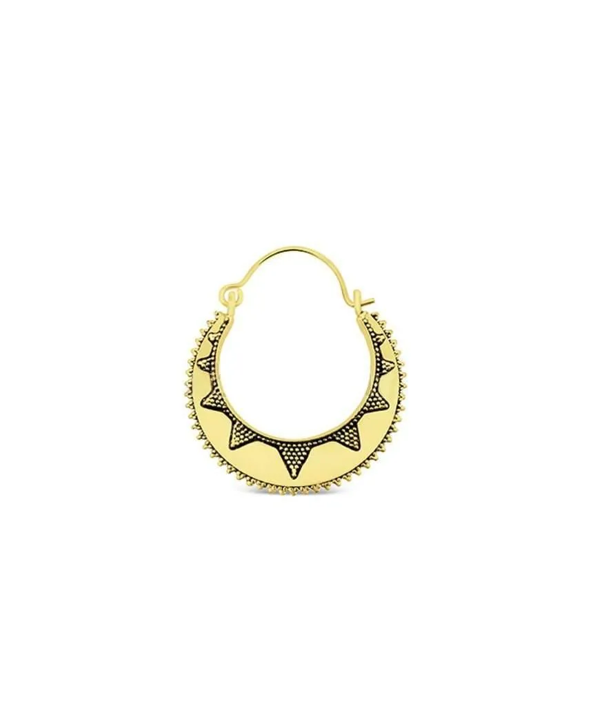 Handmade Small Gold Semi Circular Sun Earrings - Hypoallergenic Brass Jewelry for Sensitive Skin
