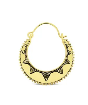 Handmade Small Gold Semi Circular Sun Earrings - Hypoallergenic Brass Jewelry for Sensitive Skin