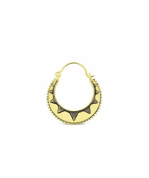 Handmade Small Gold Semi Circular Sun Earrings - Hypoallergenic Brass Jewelry for Sensitive Skin