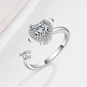 Heart Anxiety Fidget Spinner Ring in 925 Sterling Silver