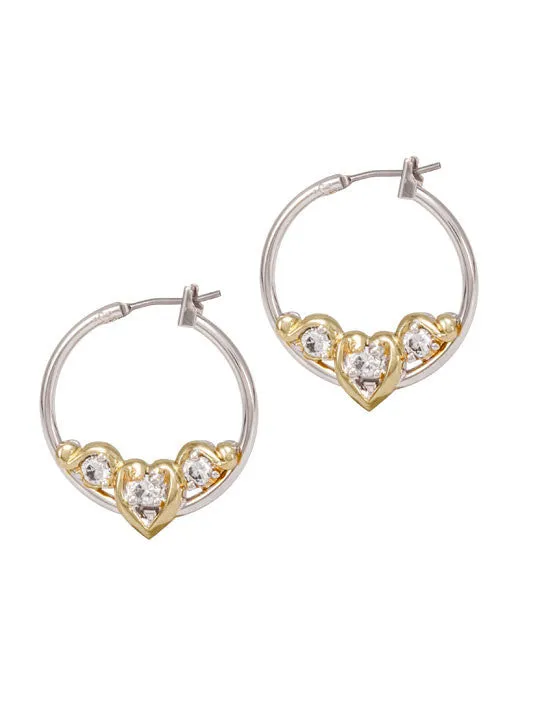 Heart Collection Clear CZ Small Hoop Earrings