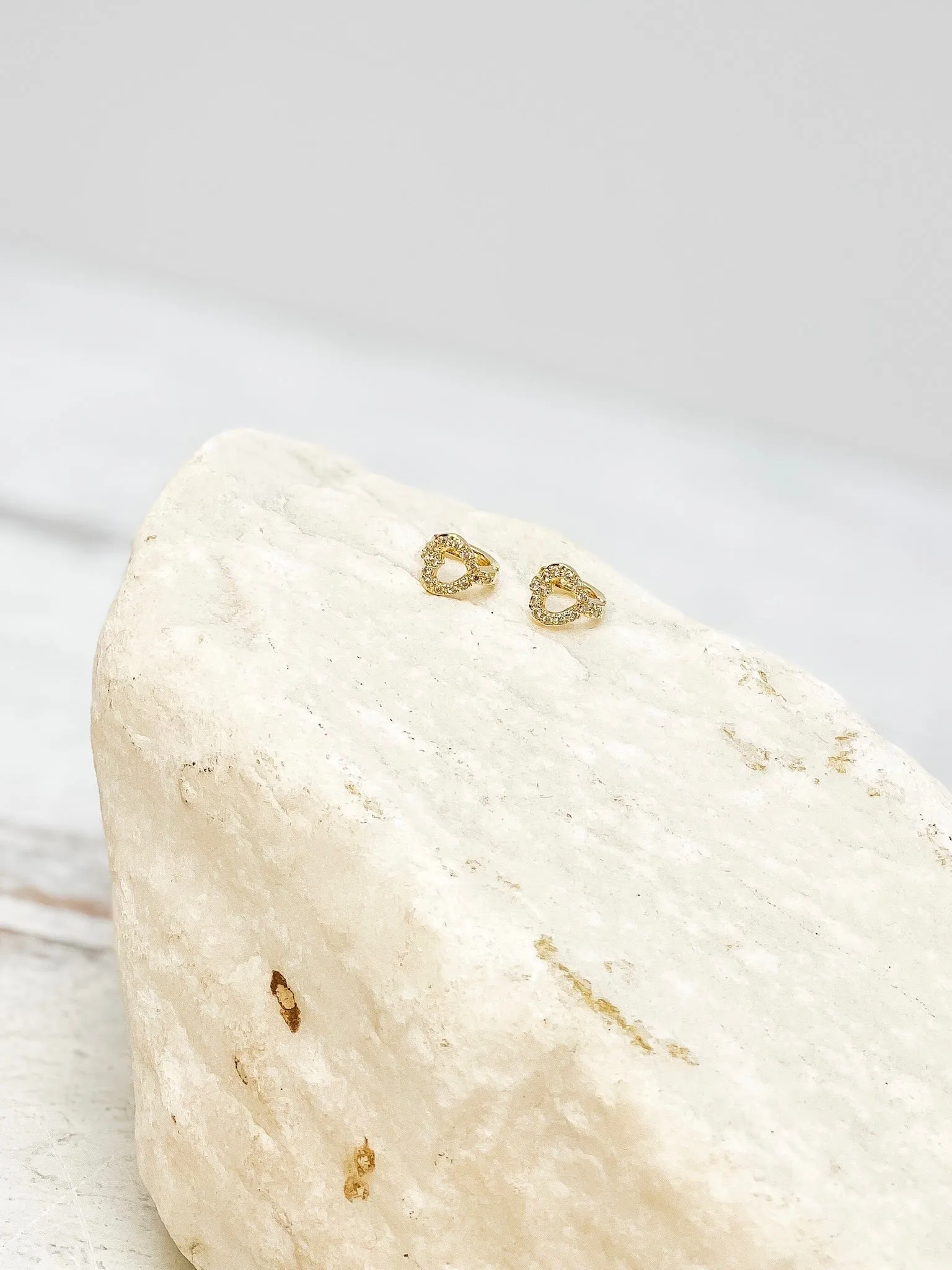 Heart Huggie Hoop Earrings - Gold
