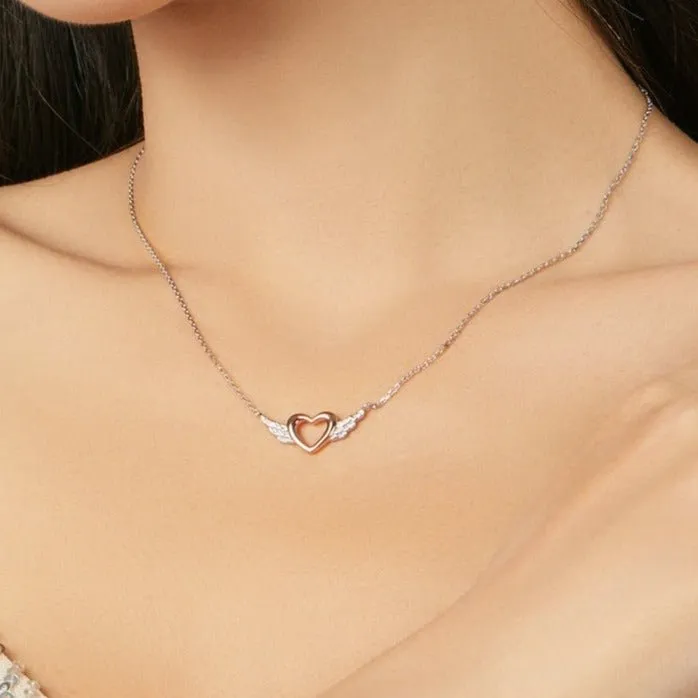 Heart with Wings Minimalist Chain Necklace