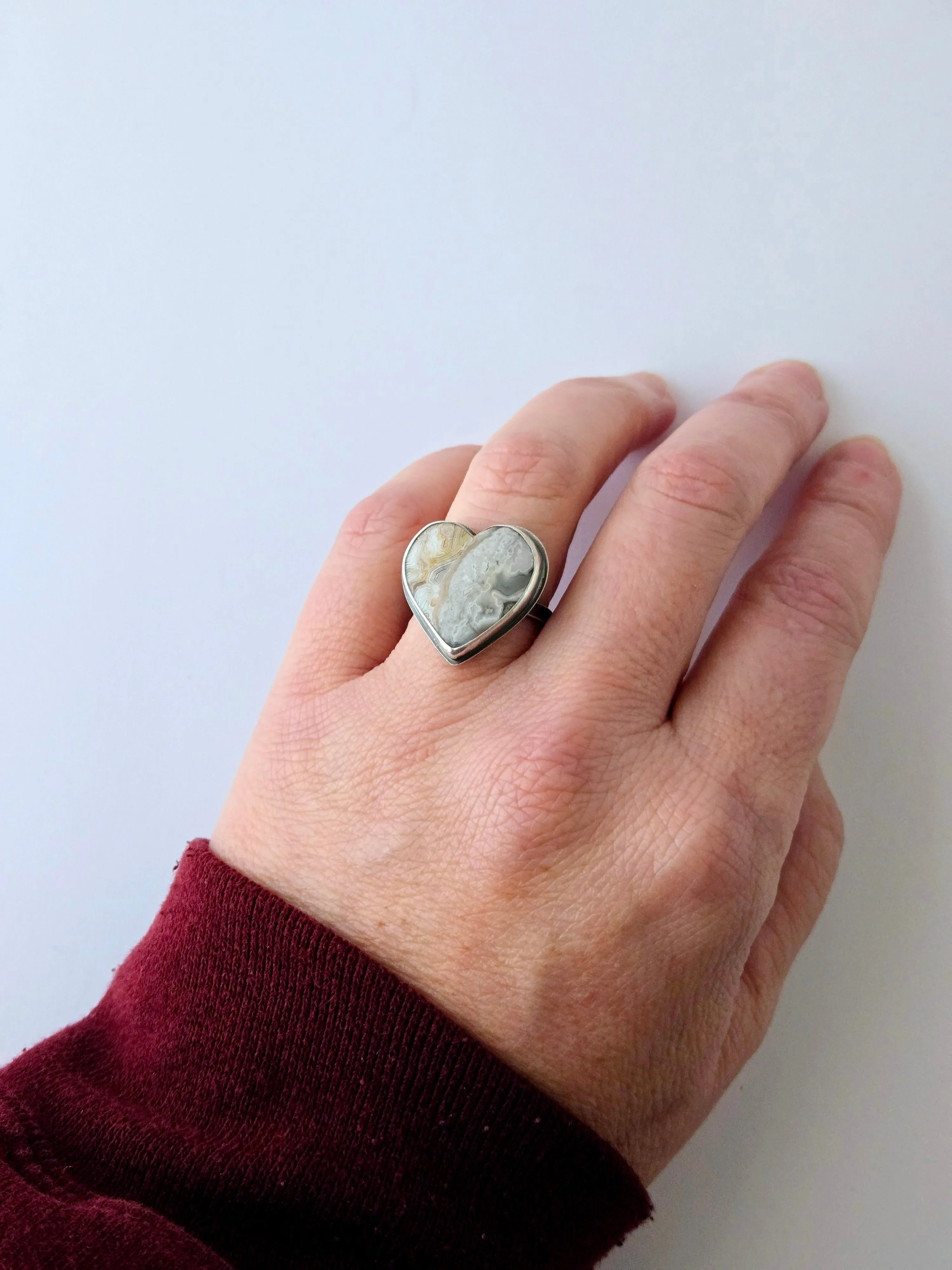 Hearts and Flowers Agate rings
