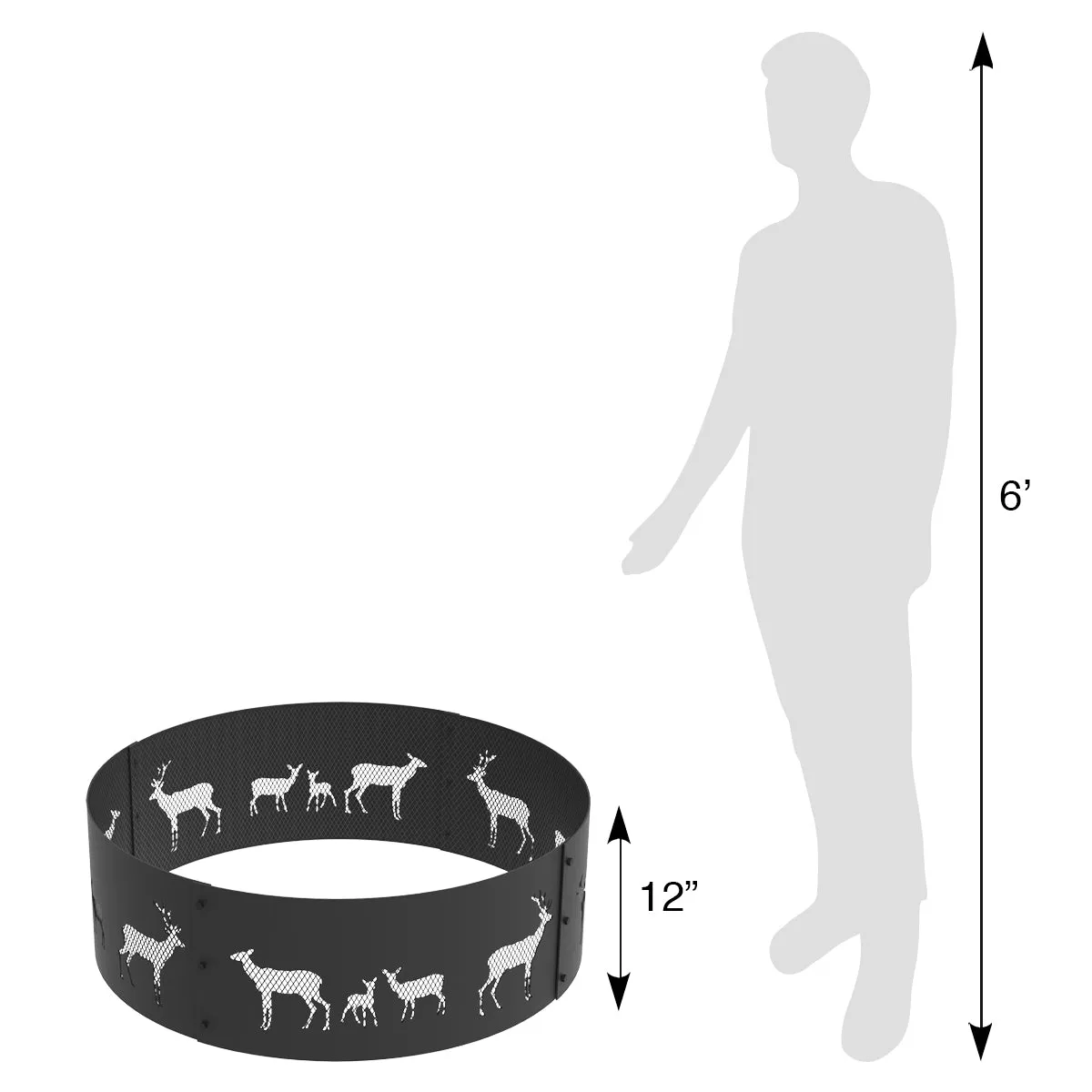 Heavy Gauge 36 in. Round x 12 in. High Elk Decorative Steel Fire Ring