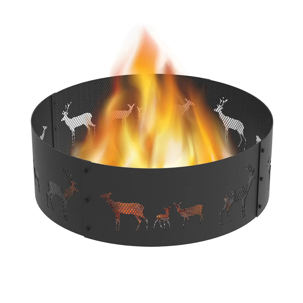 Heavy Gauge 36 in. Round x 12 in. High Elk Decorative Steel Fire Ring