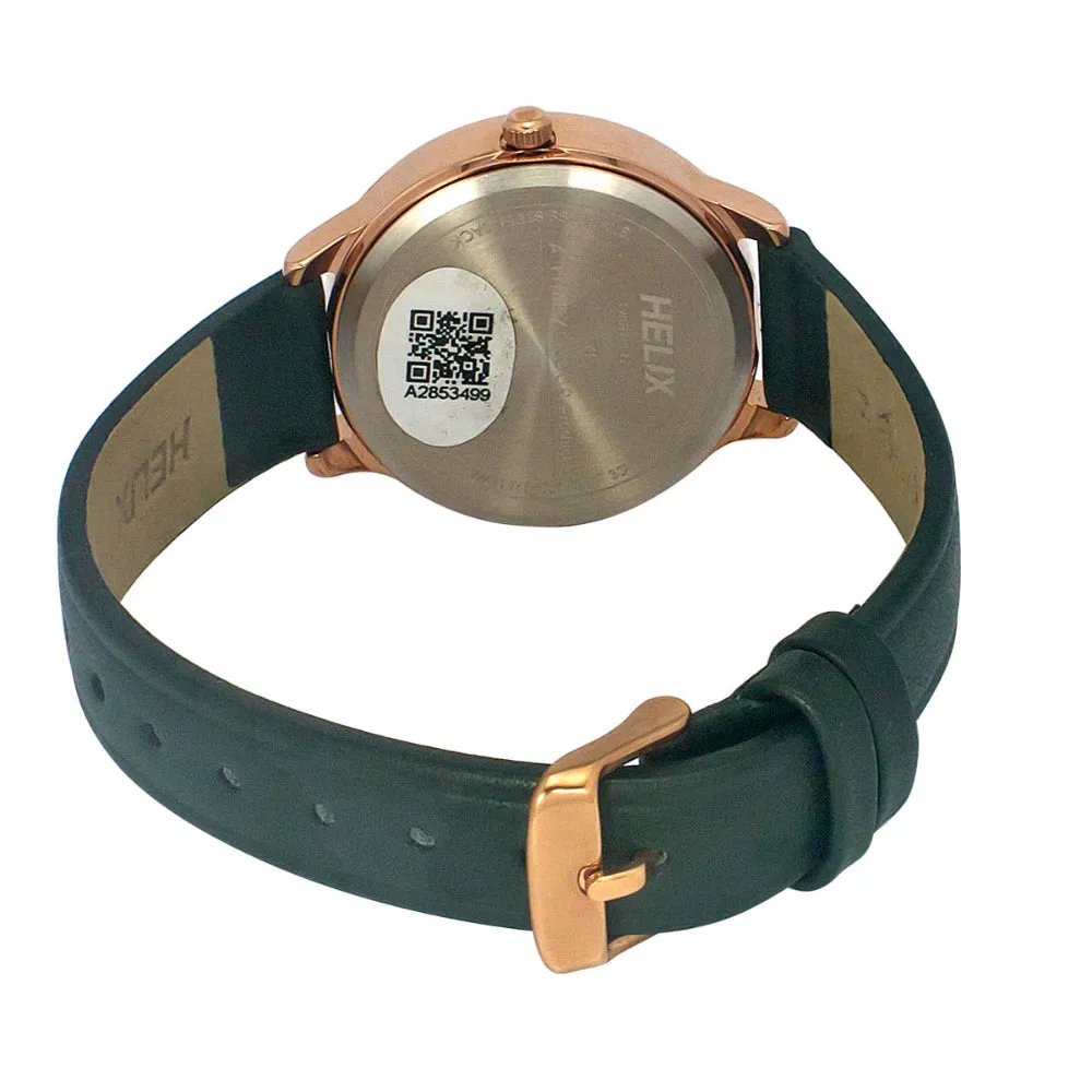 Helix By Timex Blue Round Analog Leather Watch Women -TW022HL22
