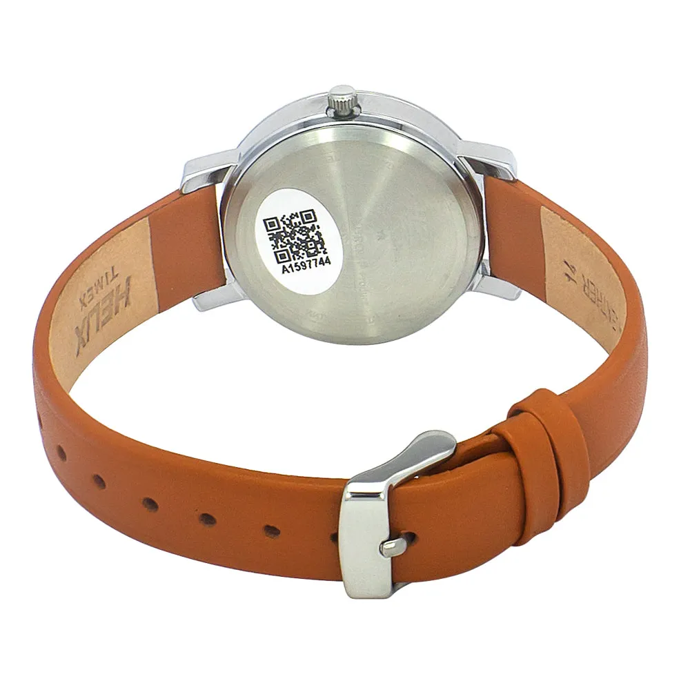 Helix By Timex Silver Round Analog Leather Watch Women -TW024HL34