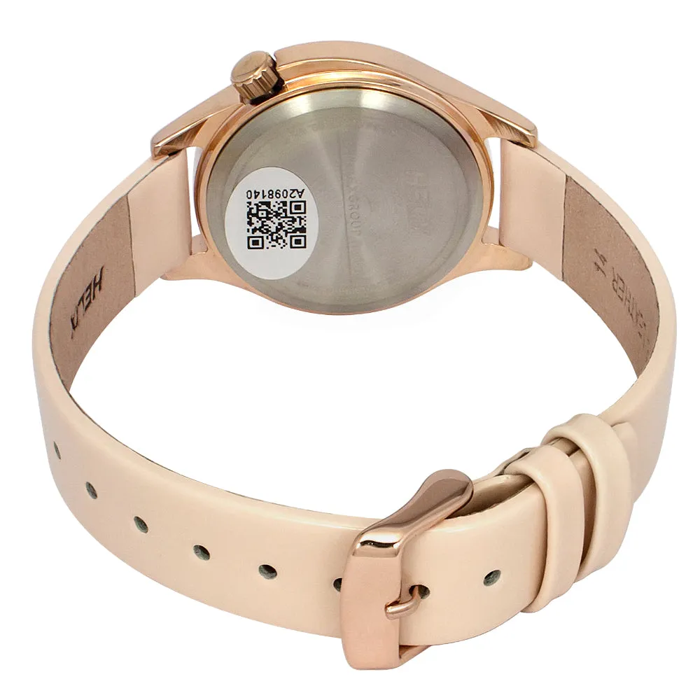 Helix By Timex Silver Round Analog Leather Watch Women -TW037HL14