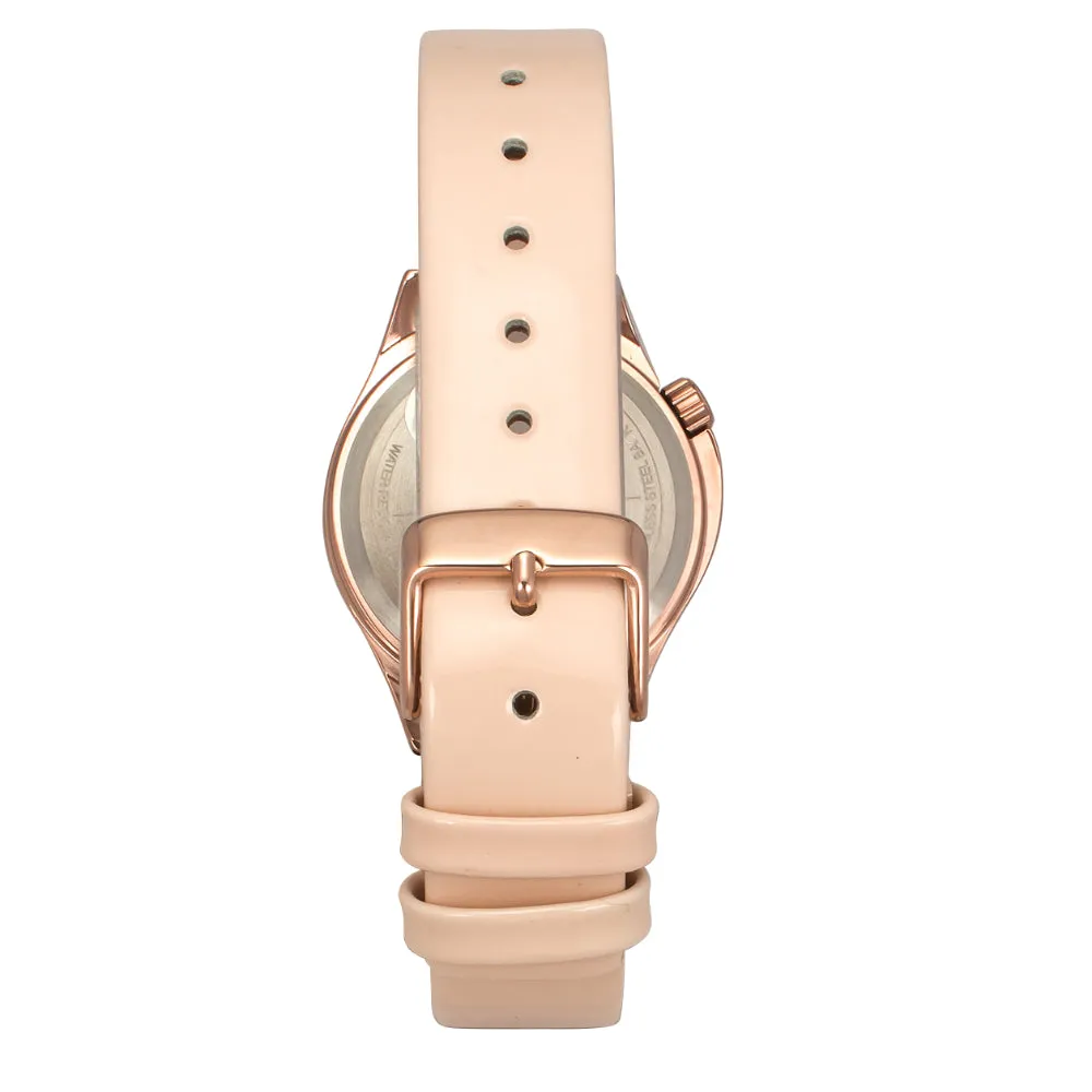 Helix By Timex Silver Round Analog Leather Watch Women -TW037HL14