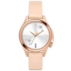 Helix By Timex Silver Round Analog Leather Watch Women -TW037HL14