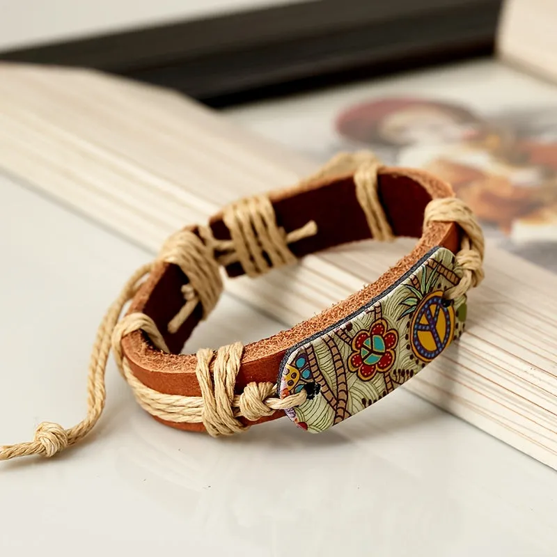 Hemp Rope Braided Leather Bracelet