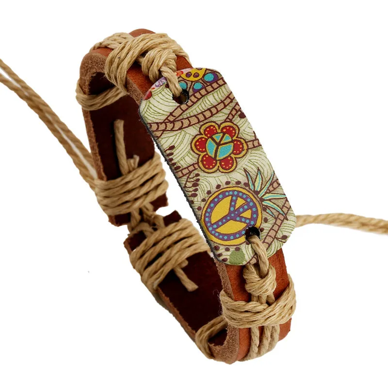 Hemp Rope Braided Leather Bracelet