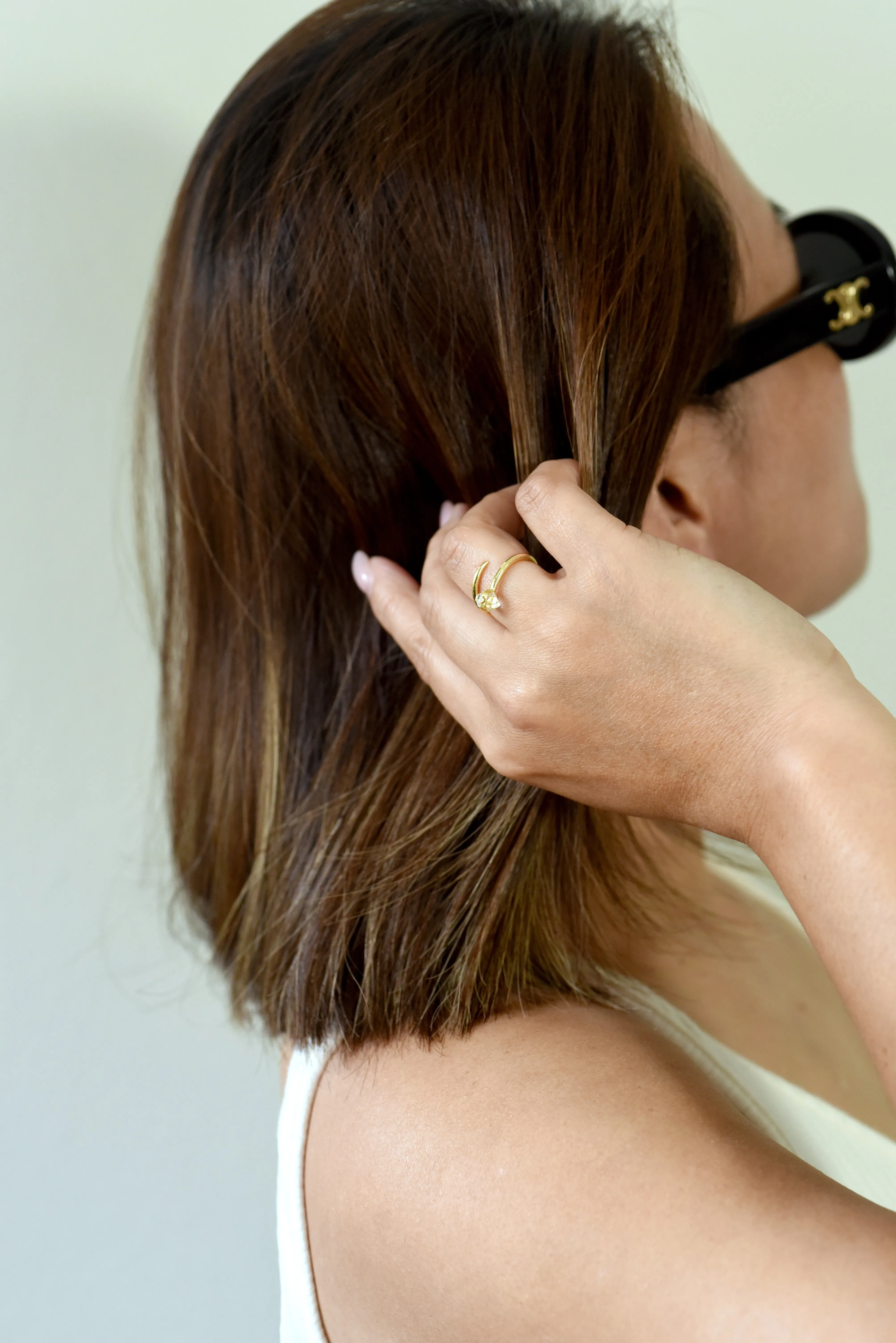 Herkimer Diamond Open Minimalist Nail Ring