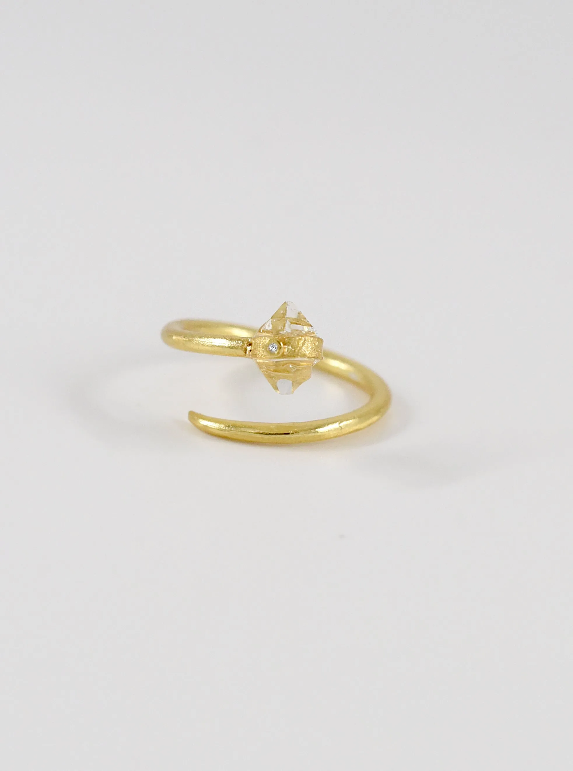 Herkimer Diamond Open Minimalist Nail Ring