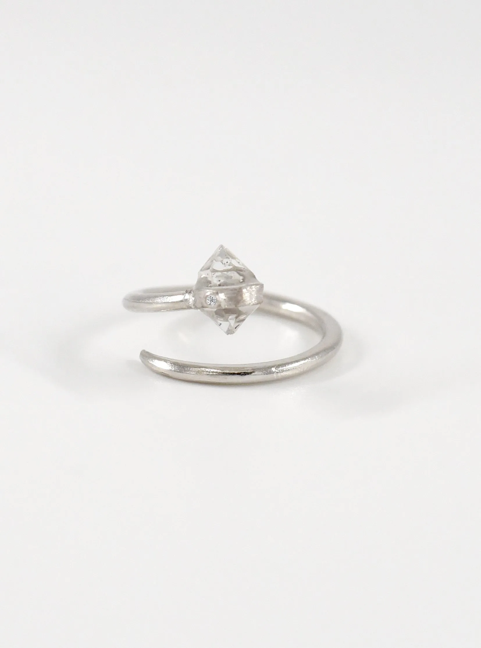 Herkimer Diamond Open Minimalist Nail Ring