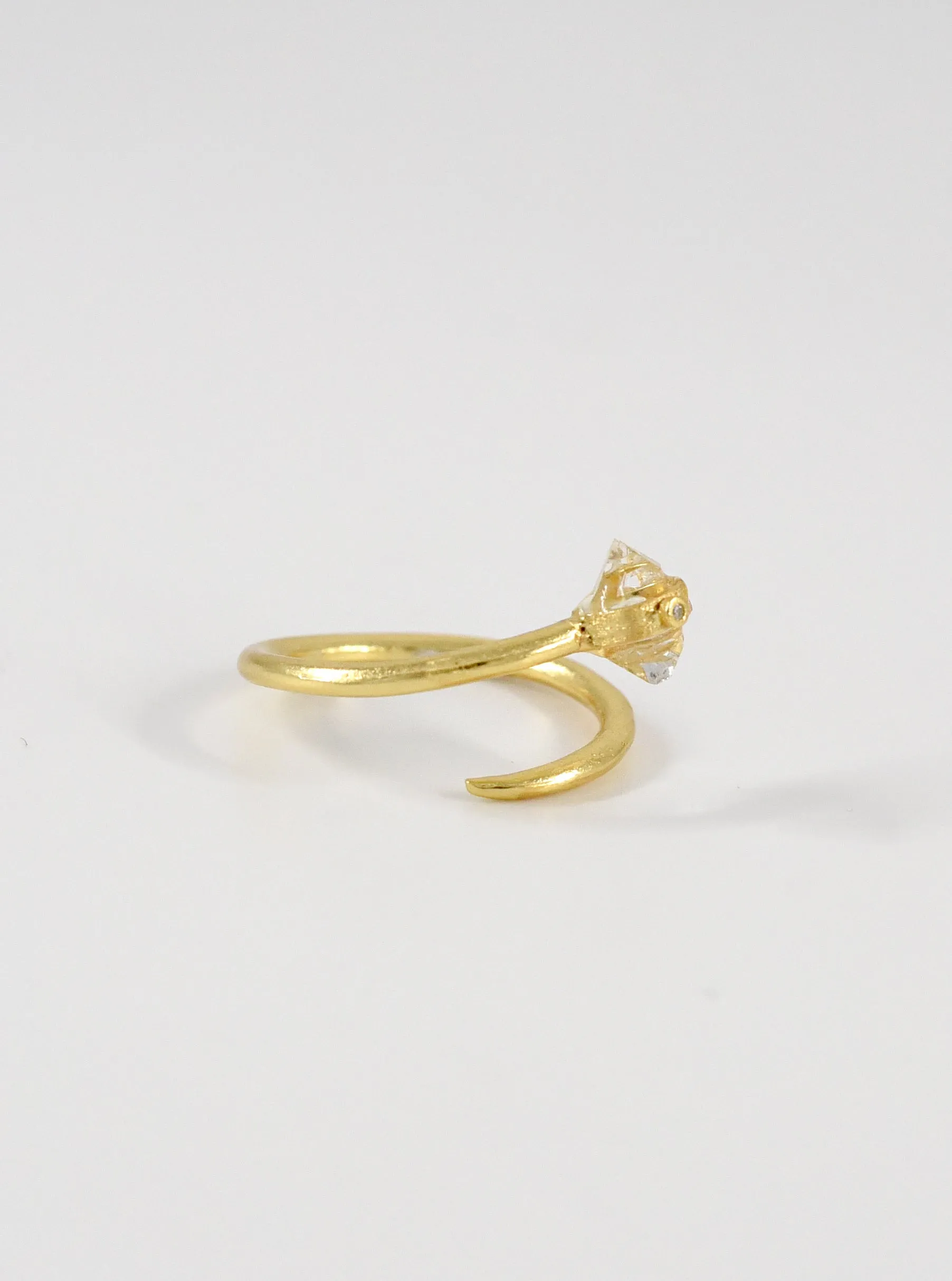 Herkimer Diamond Open Minimalist Nail Ring