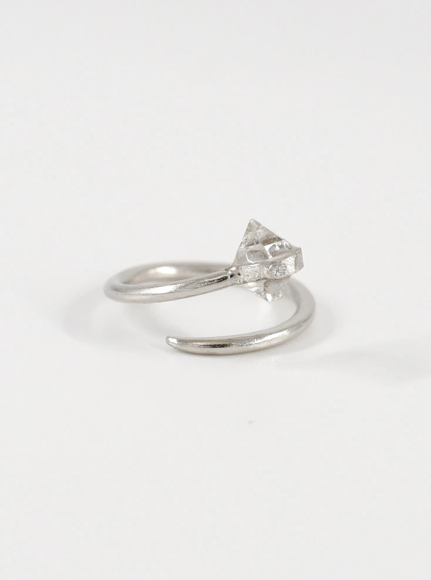 Herkimer Diamond Open Minimalist Nail Ring
