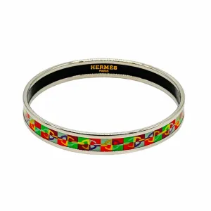 HERMÈS Enamel Palladium Plated Bangle Bracelet - Multicolor