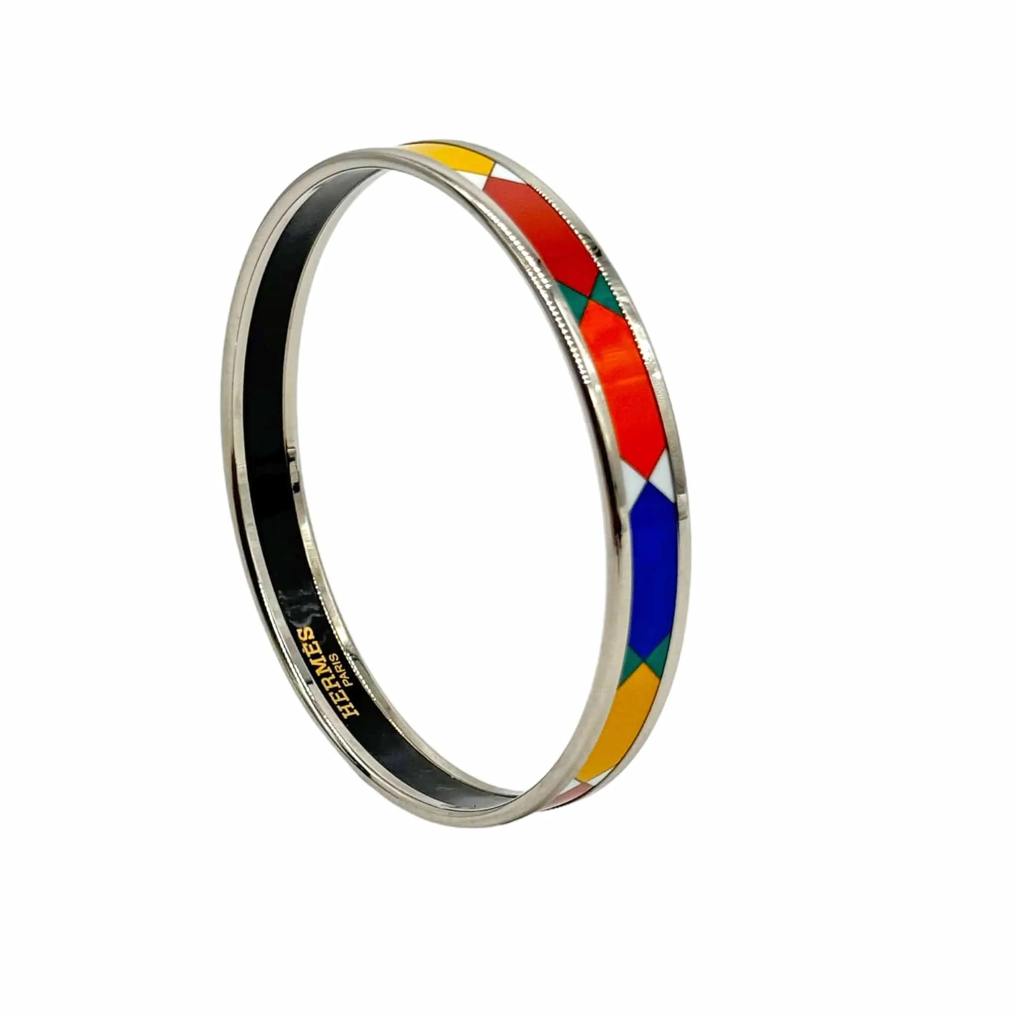HERMÈS Enamel Palladium Plated Bangle Bracelet - Multicolor