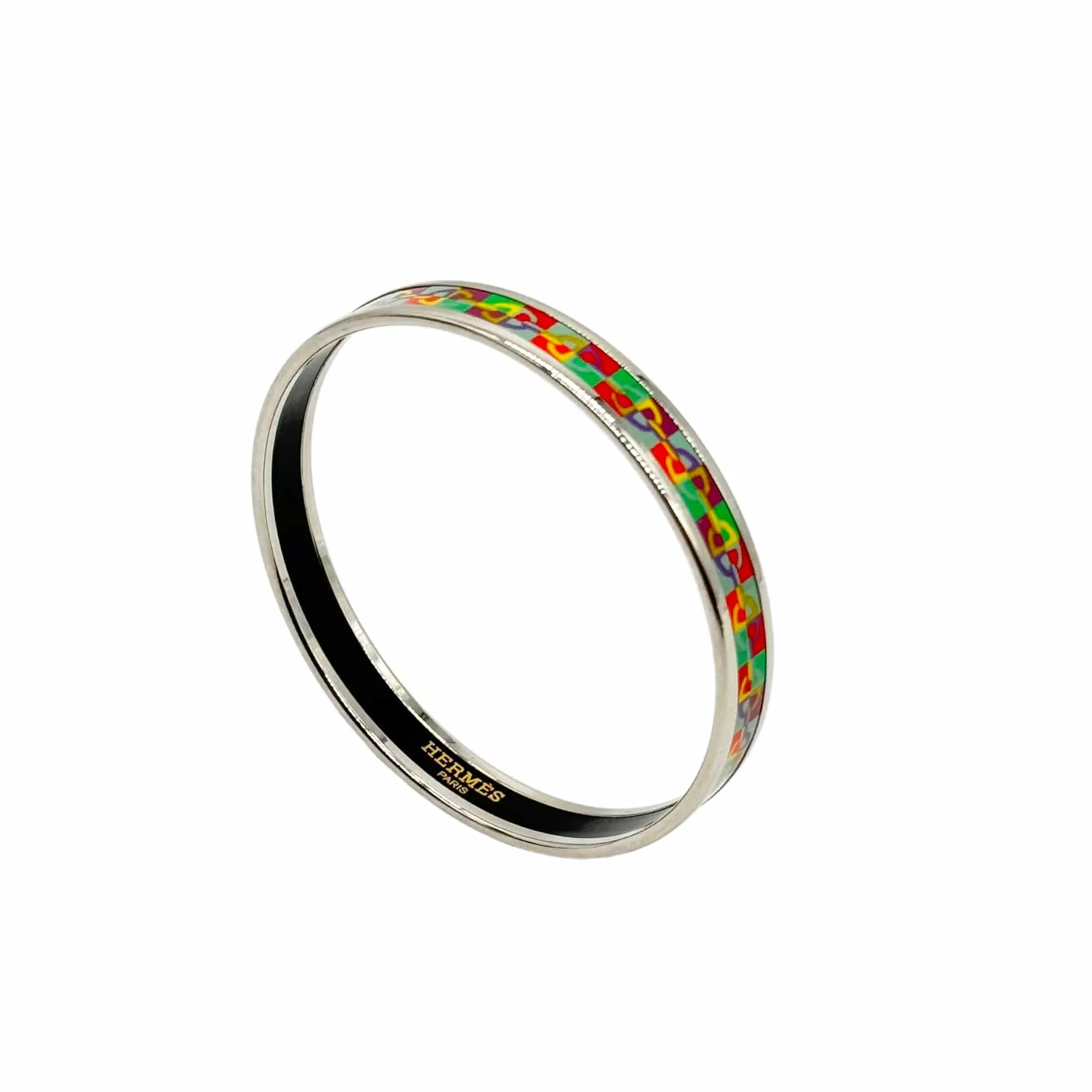 HERMÈS Enamel Palladium Plated Bangle Bracelet - Multicolor