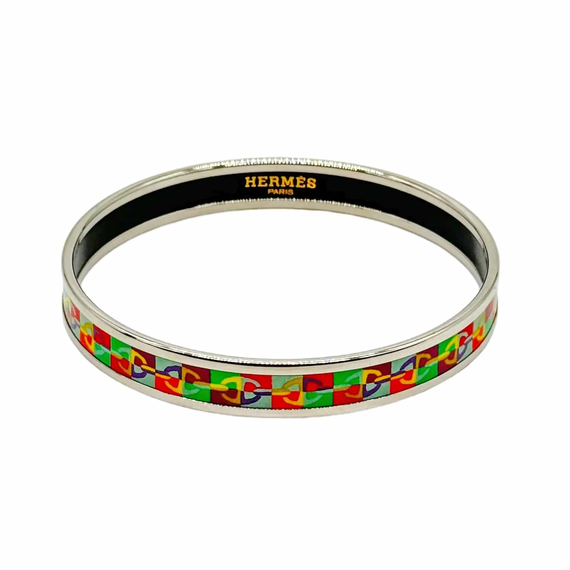 HERMÈS Enamel Palladium Plated Bangle Bracelet - Multicolor