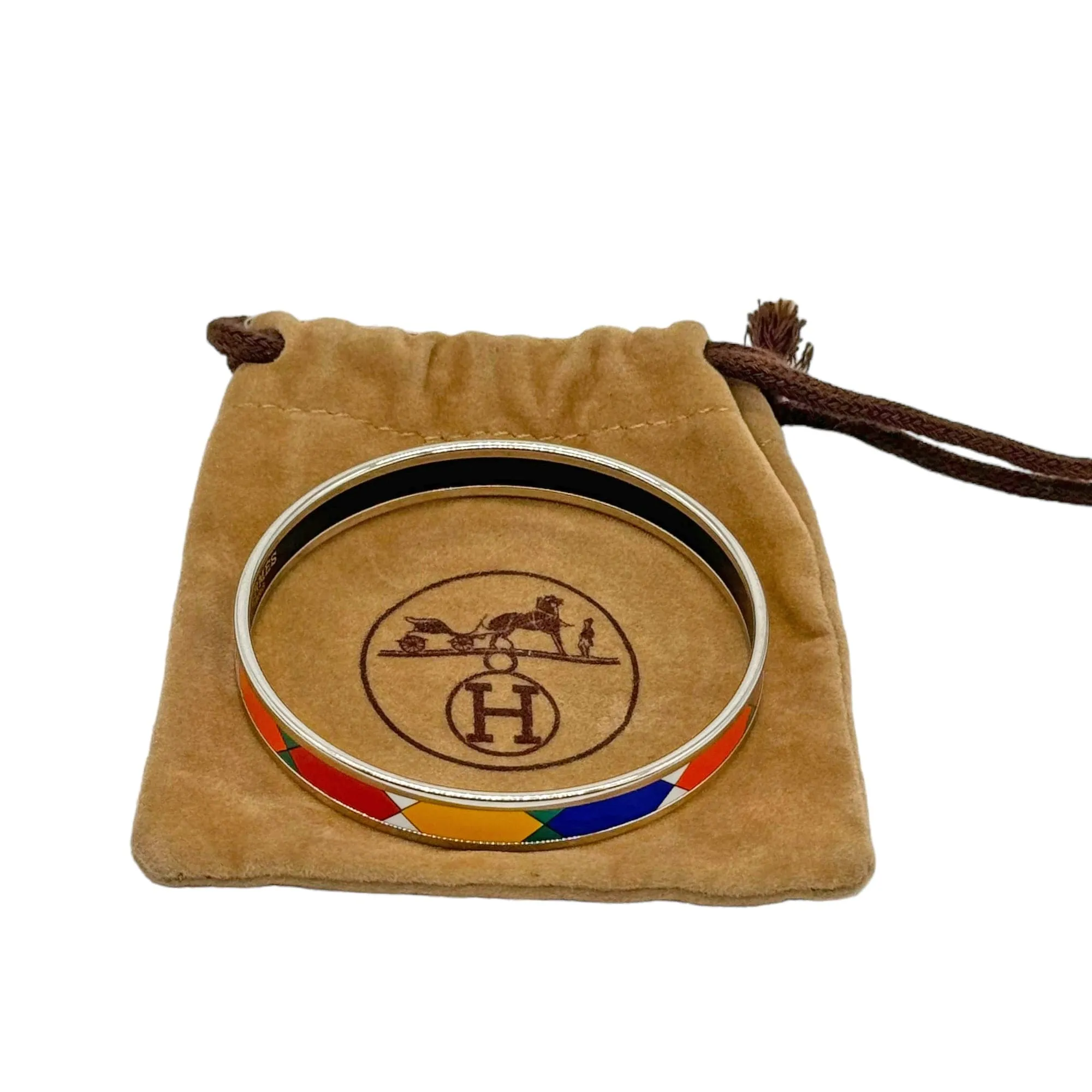 HERMÈS Enamel Palladium Plated Bangle Bracelet - Multicolor