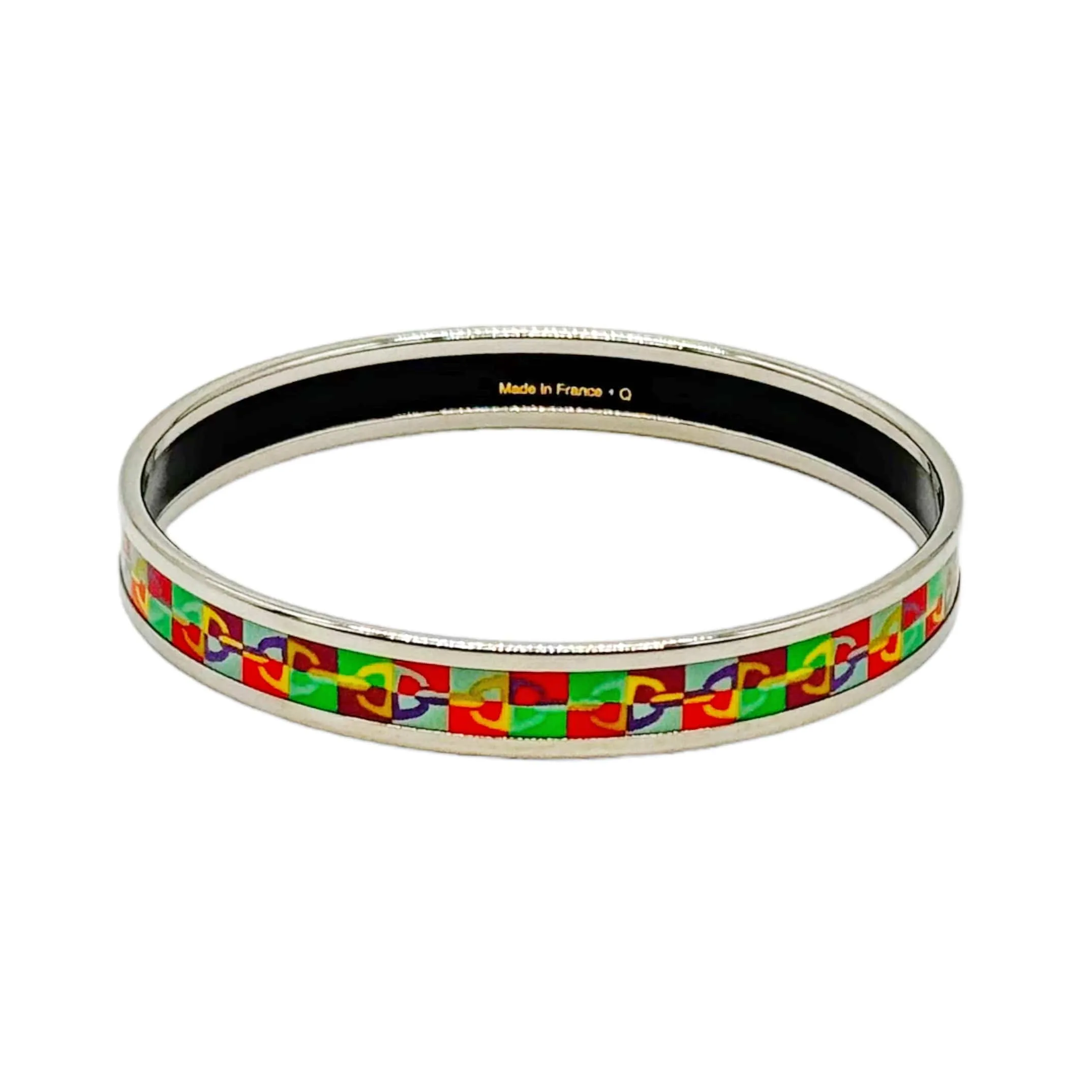 HERMÈS Enamel Palladium Plated Bangle Bracelet - Multicolor