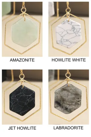 Hexagon Natural Stone Earrings
