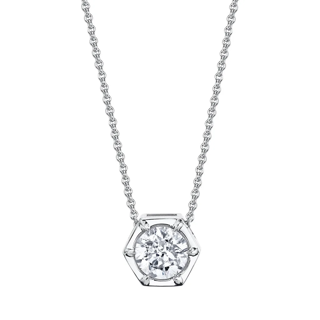 Hexagon Single Diamond Necklace