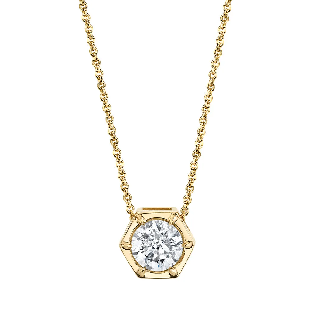 Hexagon Single Diamond Necklace