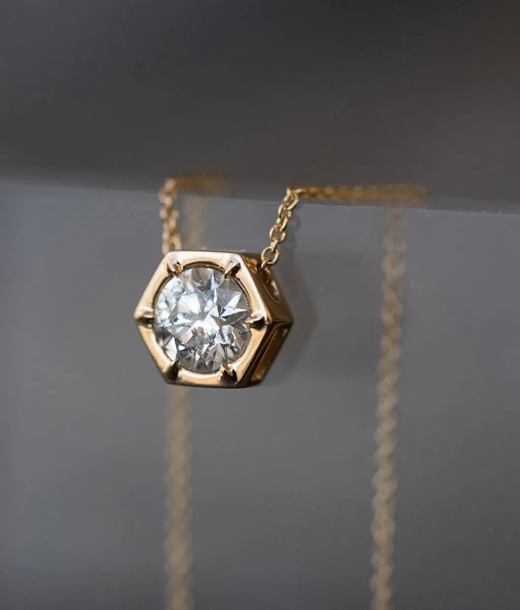 Hexagon Single Diamond Necklace