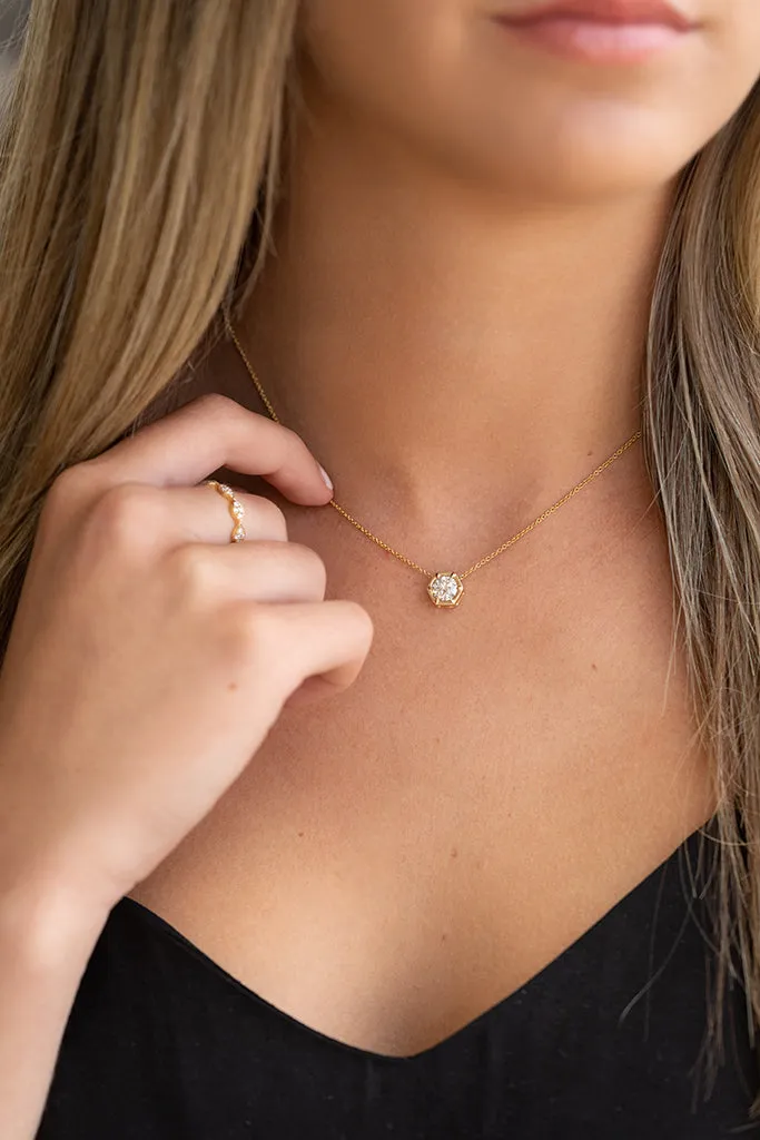 Hexagon Single Diamond Necklace