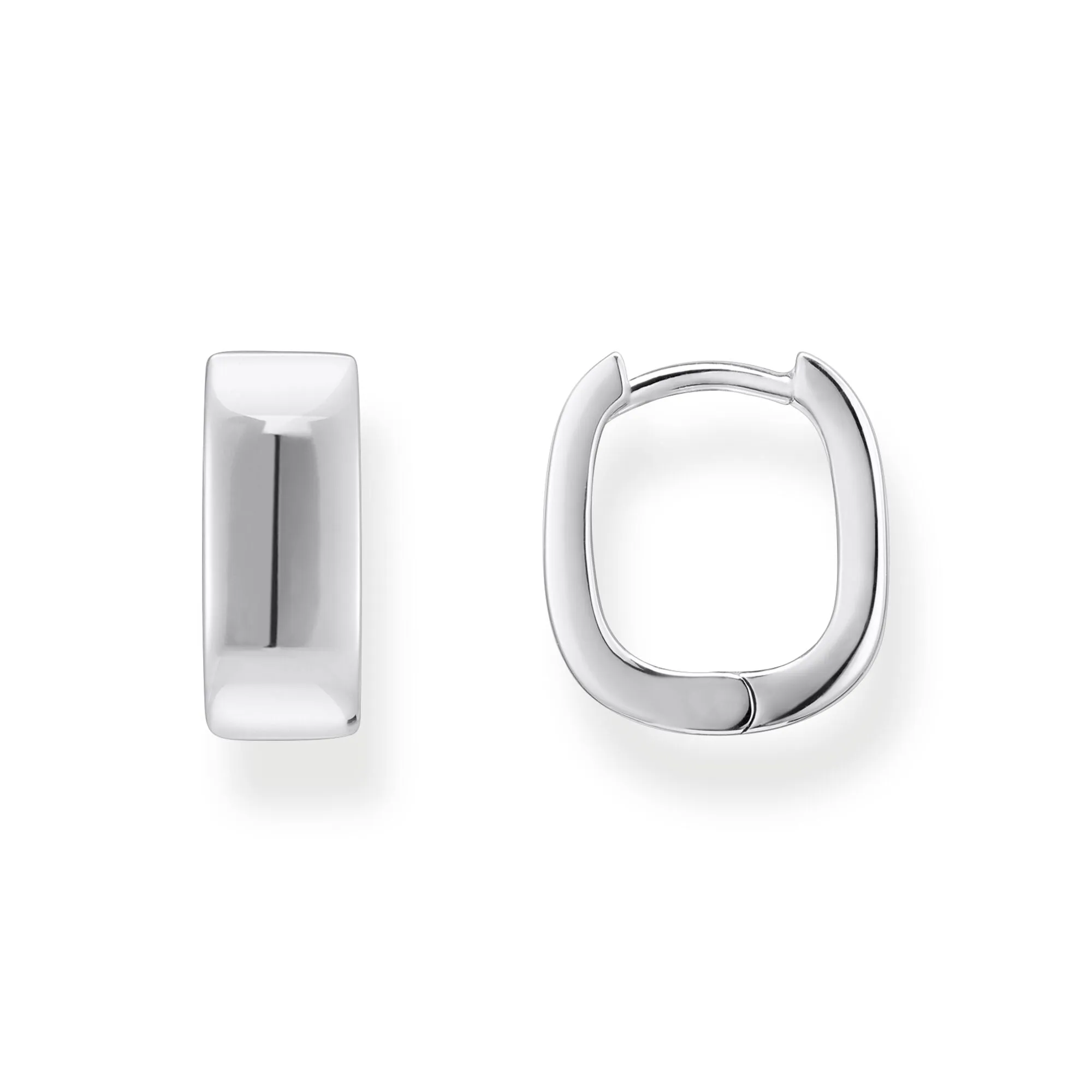 Hoop earrings in angular shape mini silver