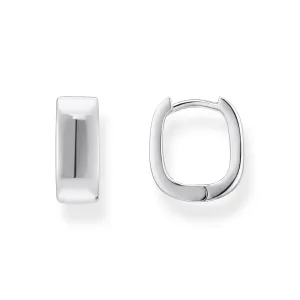Hoop earrings in angular shape mini silver
