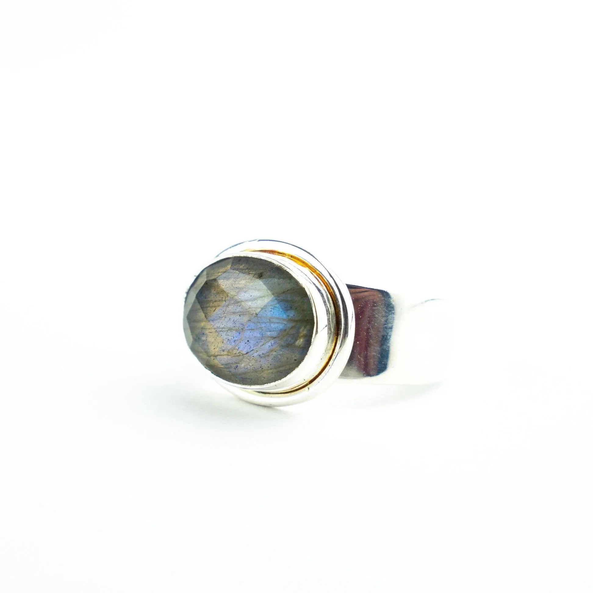 Horizontal Labradorite Sterling Silver Ring