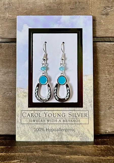 Horseshoe W/Aqua Bead Er Wire