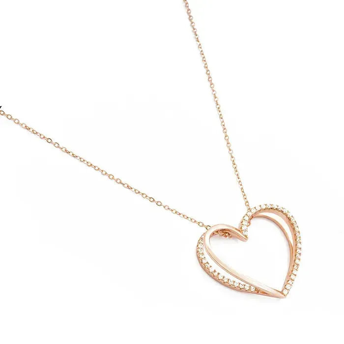 Intricate Twirl Heart Pendant Chain set
