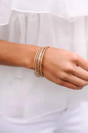 It's All On You Gold Hammered Bracelet Set