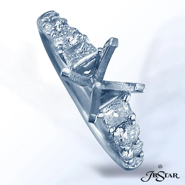 JB STAR THIS STUNNING PLATINUM DIAMOND SEMI-MOUNT HAS A SIMPLE ARRANGEMENT OF SPARKLING .39 CT. TW.